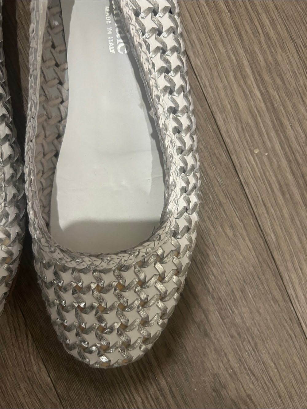 White Woven Ballet Flats - Women's Casual Slip-On - Picture 2 of 6